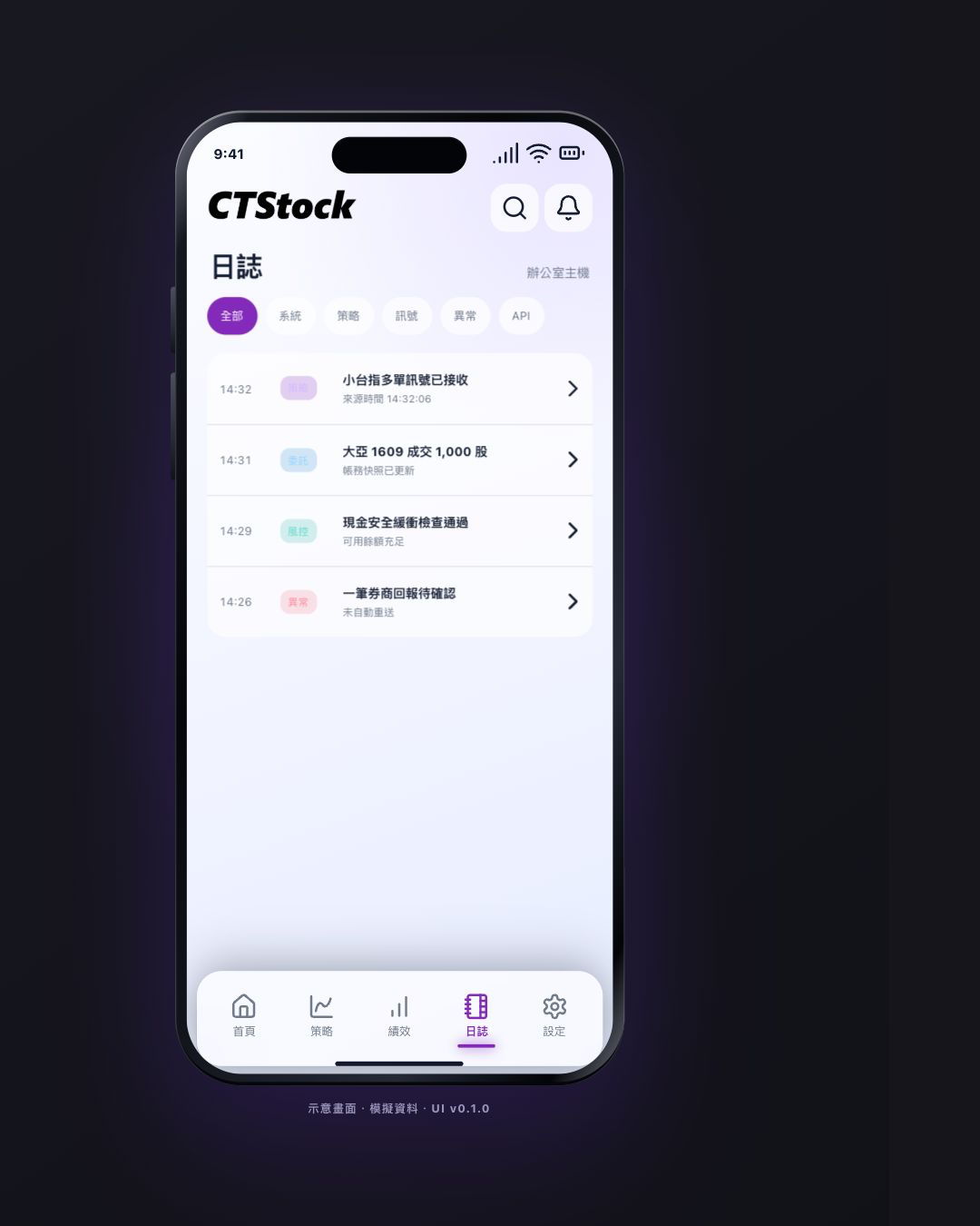 CTStock Mobile 日誌回報畫面